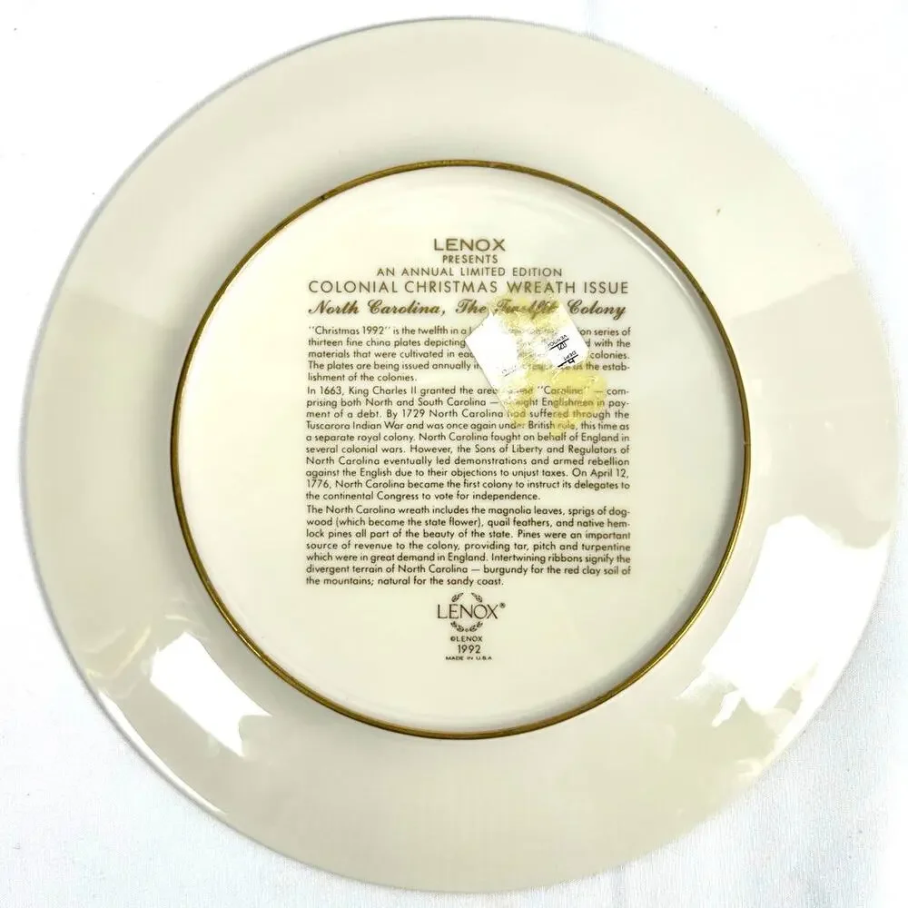 Lenox Limited Edition 1991 and 1992 Colonial Christmas Wreath Issue-Set of 2
